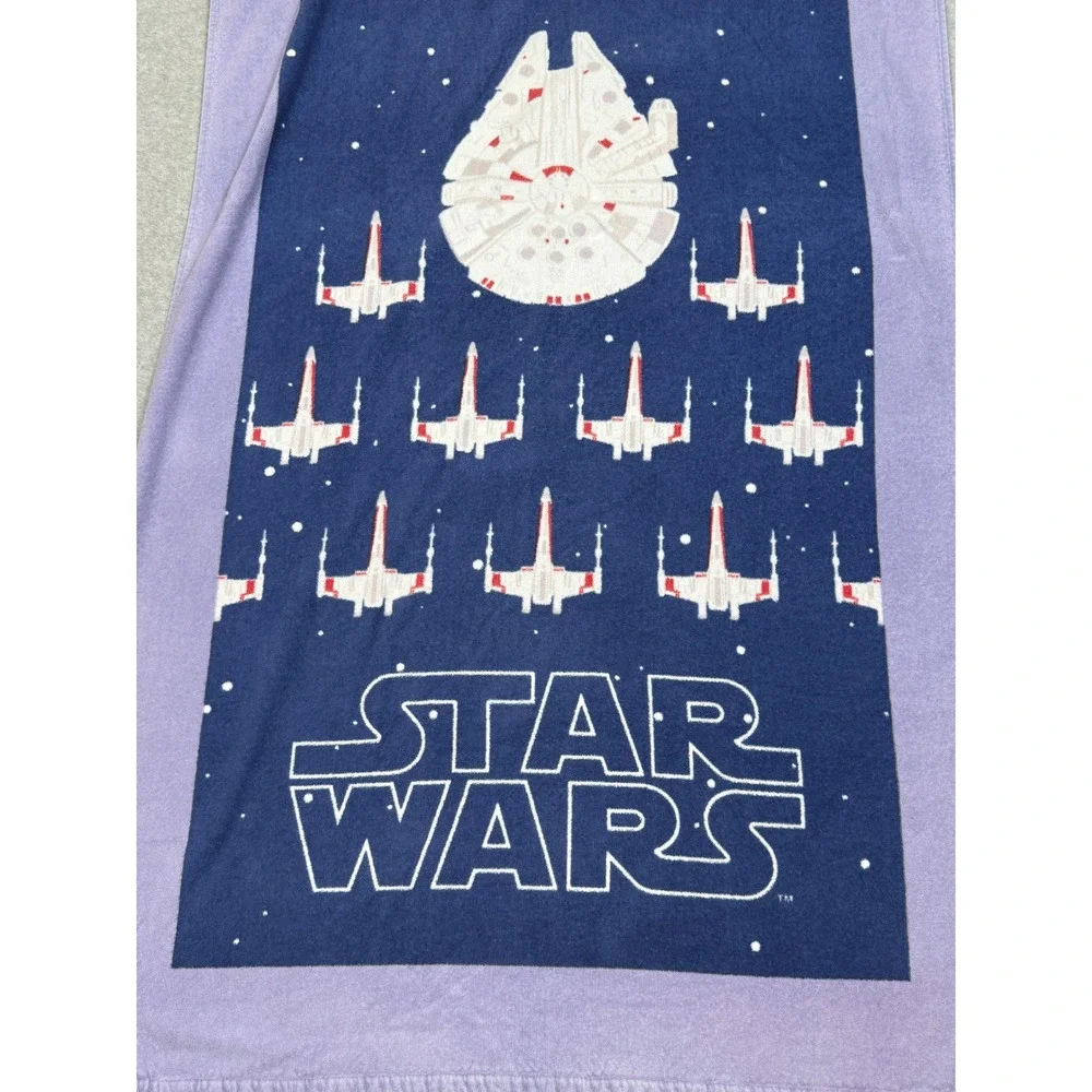 Pottery Barn Kids Star Wars Millennium Falcon X-Wing Beach Towel Navy Purple